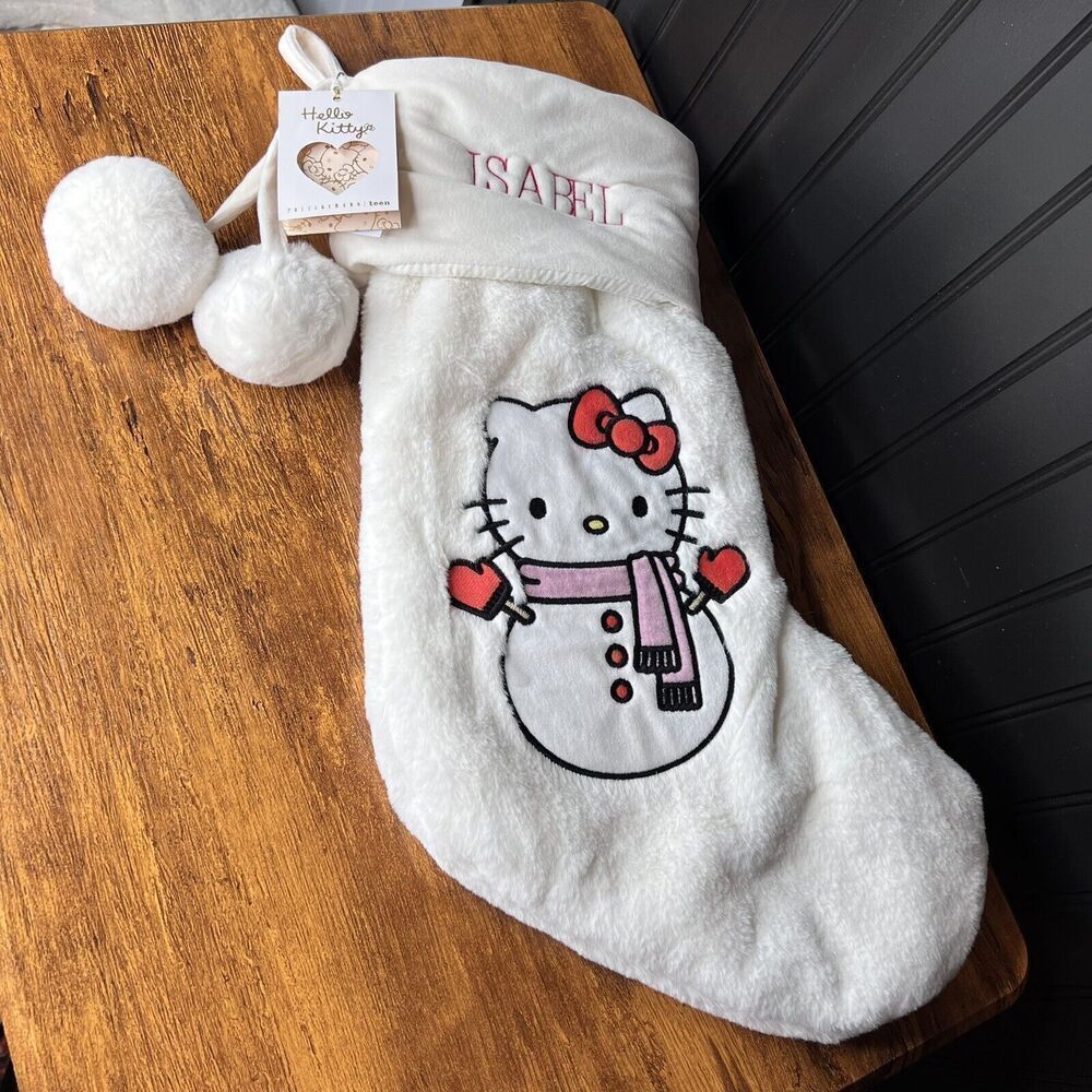Pottery Barn Teen ISABEL Holiday Hello Kitty Snowman Stocking Christmas Pom Pom